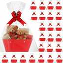 PerKoop 24 Pack Baskets for Gifts Empty Bulk 6.5 x 9.8'' Thick Kraft Gift Basket with Bows Bags Empty Gift Basket for Mother's Day Graduation Birthday Wedding Snack Farmers Market(Red)