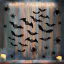 2 x 68 Pcs Bats Wall Decor and Spider Stickers,Halloween Decor Indoor,3D Realistic Scary Halloween Decorations,DIY Party Supplies,Indoor Outdoor Bat Decorations for Home Wall Window Decals