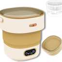 Mini Washing Machine, 18L Large Capacity, Portable Foldable Washer with Spin Dryer, Small Collapsible Compact Washer for Travel, Apartment, Dorm, Camping, RV, Underwears, Socks, Baby Clothes, Khaki
