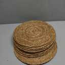 Tobulkirl Woven Placemats Set of 9, 13.5" Round Rattan Placemats, Natural Water Hyacinth Place mats, Farmhouse Weave Place Mats, Rustic Braided Wicker Table Mats for Dining Table, Home, Outdoor