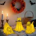 Halloween Decor Indoor, Set of 3 Draped Ghost Dog Figurines, Light-Up Halloween Decorations, Ghost Decor for Home Party Display