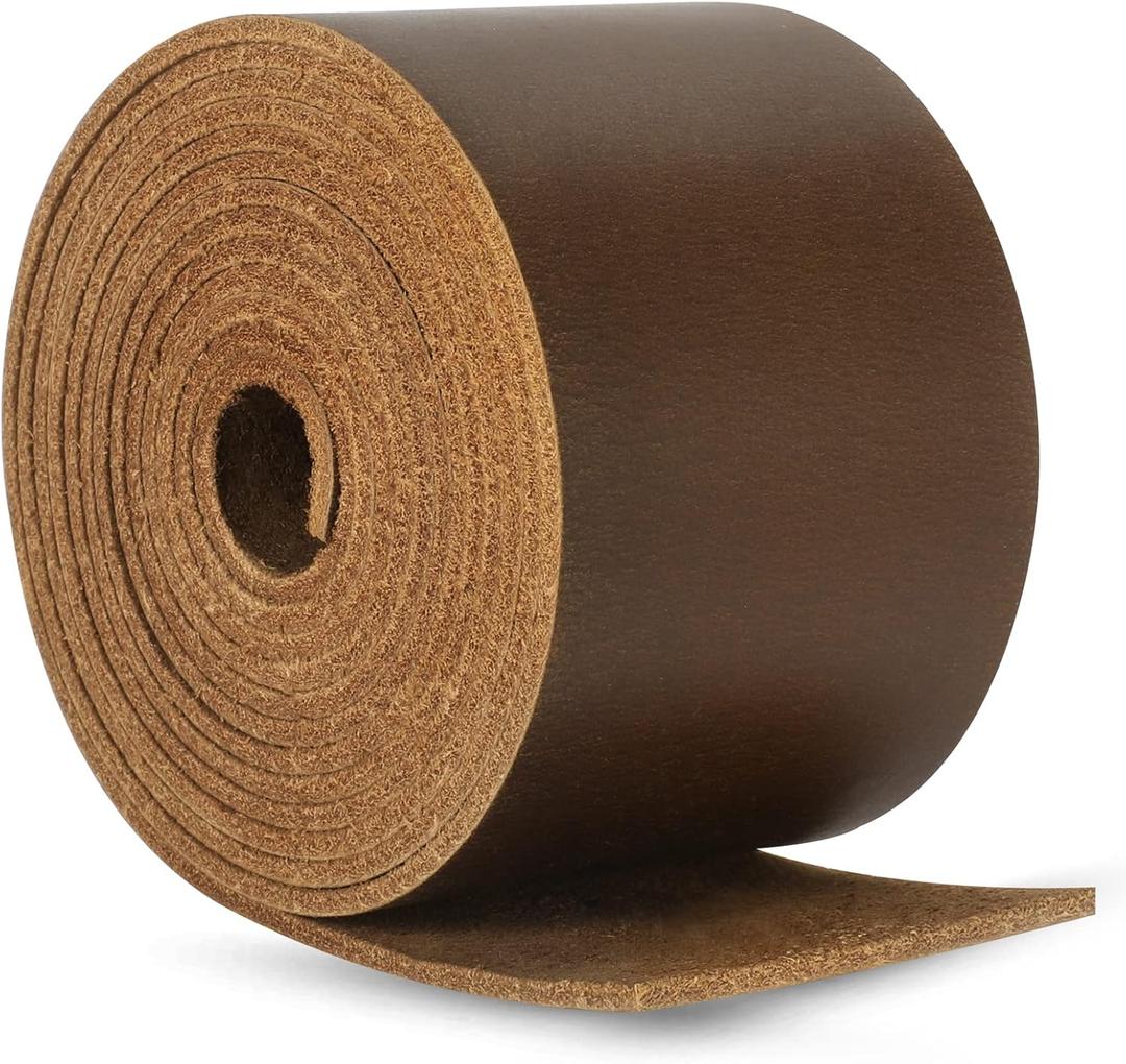 Ringsun 2 Inches Wide Flat Leather Straps for Crafts, Full Grain Leather Strips for Crafts, Tooling (2mm Thick 72.5 Inches Long Dark Brown)