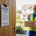 Please Leave Parcels Here Sign Removable Custom Text Delivery Notice All Packages To Front Door Parcel Box Sign For Outside Rust-Free Heavy Duty Weather Resistant - 1 Pack