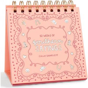 52 Weeks of Southern Sayings Flip Calendar for Desk by Callie Danielle, Aesthetic Cute Pink Desk Accessories, Motivational Decor, Fun Thoughtful Inspirational Gifts for Women