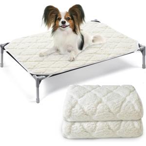 SPRINGSPIRIT Elevated Dog Bed Pad, 2 Pack, Soft Plush, Waterproof, Machine Washable, Corner Straps, Pet Bed Mat, Medium (25x35 inch), for Dog Cot, Cat Beds