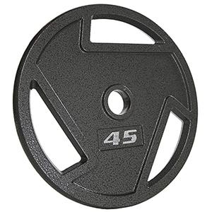Signature Fitness Cast Iron Plate Weight Plate for Strength Training and Weightlifting, Olympic or Standard, Multiple Sizes (Black), Style: 45LB (Single)