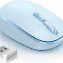TECKNET Wireless Mouse, 2.4G Quiet Computer Mouse with USB Receiver, 4 Buttons Portable Cordless Mice for Chromebook, Laptop, PC, Mac, 800/1200/1600 DPI - Blue