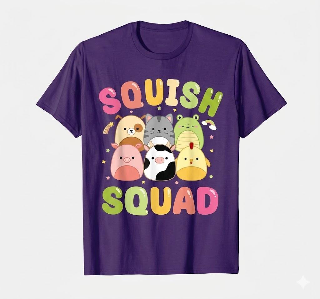 Squish Squad Girls Kids Toddlers Cute Birthday TShirt, M 