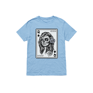 King And Queen Skull - 1/2 Card Hearts Flush Couple Matching T-Shirt, XL