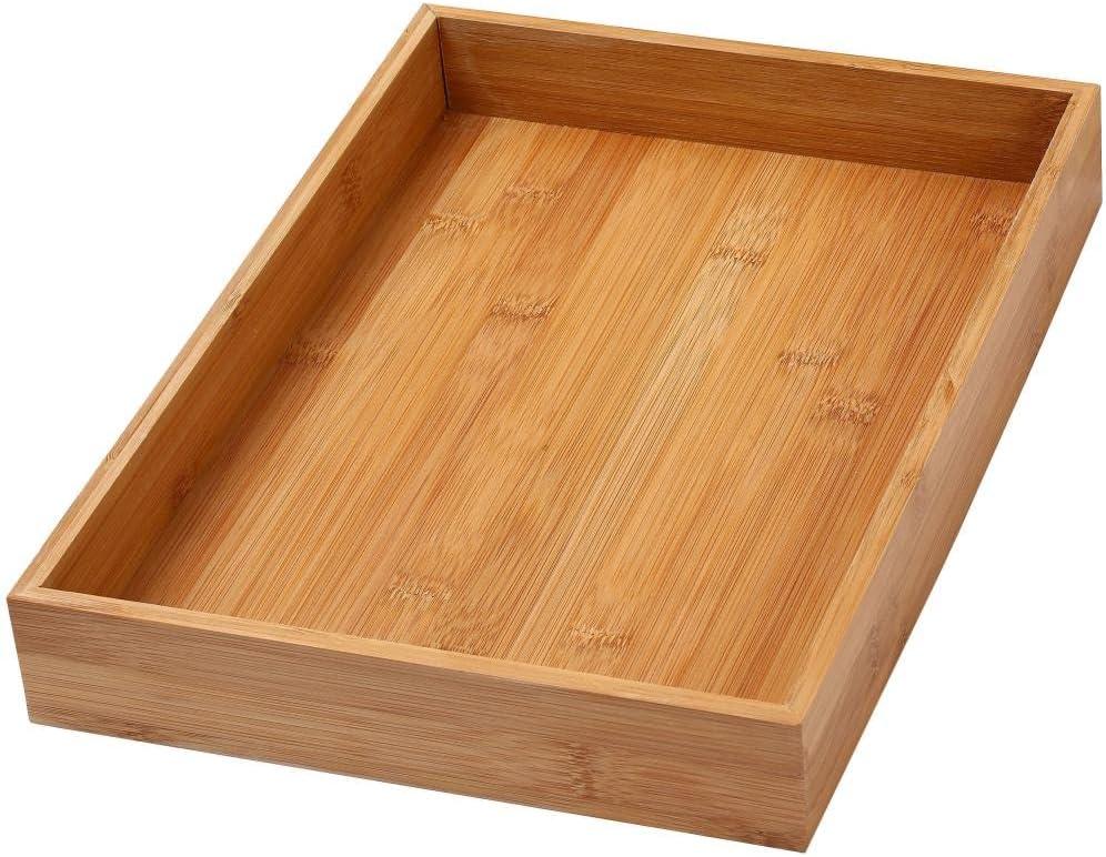 YBM Home Bamboo Drawer Organizer Storage Box for Kitchen Drawer, Junk Drawer, Office, Bedroom, Children Room, Craft, Sewing, and Bathroom, 1 Pack, 10x14x2