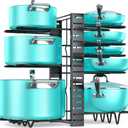 MUDEELA Pots and Pans Organizer Rack under Cabinet 16.61 Height, 8 Tiers Adjustable Pot Pan Rack with 3 DIY Methods, Pot Lid holder for Kitchen Cabinet Organizers and Storage