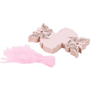Cyrank Laser Cut Boxes, 100Pcs Cute Party Favor Boxes Wedding Candy Boxes Party Wedding Favor Ribbon Candy Boxes Party Favors for Wedding(Pink)