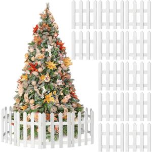 Aneco 12 Pack Thick Christmas Wooden Picket Fence 12 x 12 Inch Wood Christmas Tree Fence Decoration Christmas Tree Guard for Kids Dogs Xmas Wedding Party Decor
