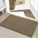 BEQHAUSE Dirt Trapper Door Mat 20" x 32", Non-Slip Washable Doormats Entrance Mat, Dirt Resistant and Absorbent Welcome Mat, Low Profile Floor Mats for Front Back Door and Entryway, Beige (1'8" x 2'8" (Rectangular))