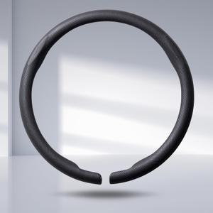 Steering Wheel Cover Men Leather Car Steering Wheel Accessories Thin Snap On Steering Wheel Protector 14.5-15 inch Universal, Black