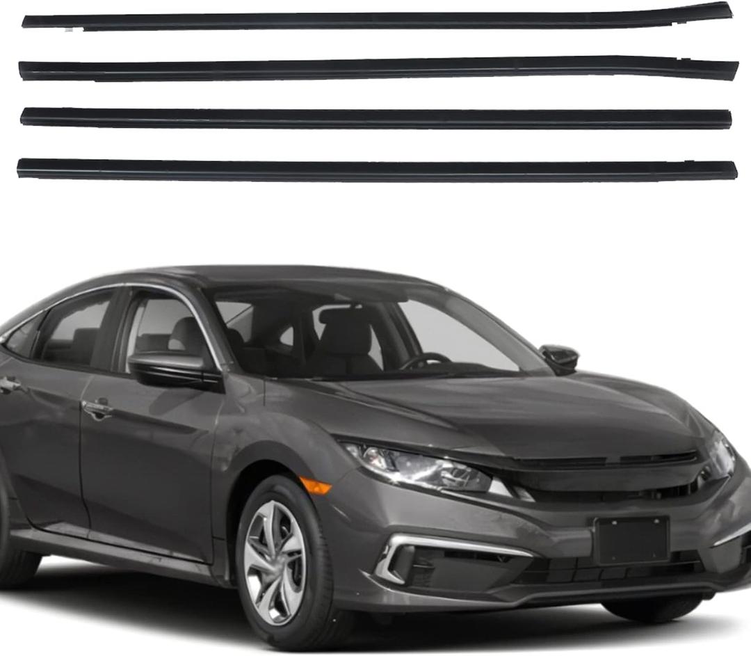 Window Weatherstrip 4PCS Molding Trim Seal Belt Replacement for Honda Civic Sedan 2016-2022
