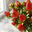 Cabilock 5Pcs Artificial Strawberry Stems 10.6" Realistic Red Berries Stems, Faux Fruit Branches for Summer Farmhouse Kitchen Decor, Berry First Birthday Party Supplies, Tiered Tray Wreath Picks