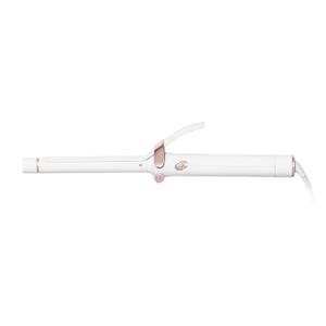 T3 SinglePass Curl Professional Curling Iron Custom Blend Ceramic Long Barrel Curling and Wave Iron with Adjustable Heat Settings for Shiny Smooth Curls and Waves (inch, White/Rose Gold)