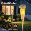Solar Outdoor Lights Torches with Flickering Flame for Garden Decor, Waterproof Garden, Outdoor Patio & Pathway Yard Decorations with Flame Torches - 4 Pack, Handmade Bamboo Solar Light, Realistic Flickering Flame, Auto Dusk‑to‑Dawn, IP65 Waterproof for Yard Patio Pathway