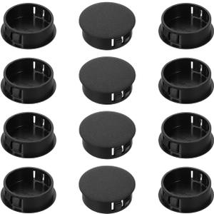 2 x 12PCS 1inch Black Plastic Hole Plugs for Round Holes Hole Plug Round Drill Door Screw Hole Plugs 1"