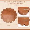 BreezeHug Brown Decorative Serving Tray Wood 12.6 Inch Scalloped Serving Tray Round Wooden Display Plate with Scalloped Borders for Coffee Table Living Room Bedroom Entryway Decoration