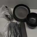 42-Piece Wheat Straw Dinnerware Sets for 6,Unbreakable Plates and Bowls Set,Dinner Plate/Dessert Plate/Cereal Bowl/Cup for Kitchen,Apartment Essentials, Outdoor Camping,Black