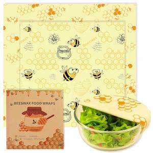 2 PCS Reusable Beeswax Wraps 14 x 13 Inch & 11 x 10 Inch Beeswax Sandwich Wraps for Food Eco-Friendly Sustainable Food Storage Wraps