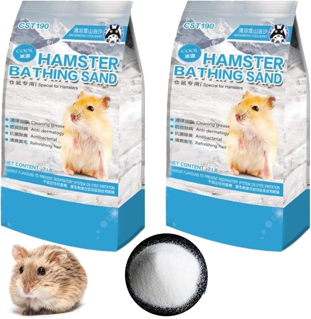 Hamiledyi Hamster Bathing Sand 4 LB Gerbil Powder Grooming Sand for Tiny Friends Farm Chinchilla Dust Bath Potty Litter Sand