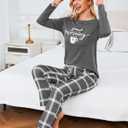 difficort Womens Pajama Sets Long Sleeve Sleepwear Soft Pjs Nightwear Lounge Sets with Pockets (L)