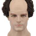 yuehong Short Brown Bald Old Man Wig Fluffy Receding Hairline Wig Heat Resistant Synthetic Fibers Soft Breathable Costume Hair(Brown)