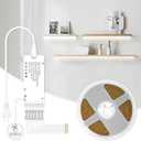 Under Cabinet COB Led Light Strip kit,16.4ft/5m Cuttable 6500K,Diffused Power with 6 Output Ports,Touch Switch&Dimmer Strip for Gun Safe Case,Book Shelf,Floating Shelf,Wall Panel,Home Decor