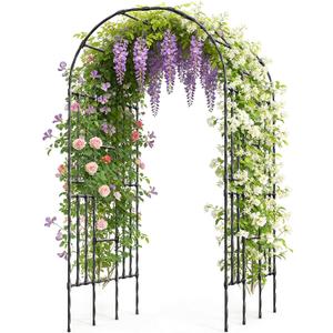 Miory Garden Arch Trellis for Climbing Plants Outdoor, 3.9x7.9ft Steel with PE Coating, Garden Archway for Vegetable, Vines, Wedding Arbor (Black)
