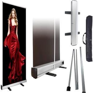 Retractable Roll up Banner Stand 33.5''x 81'' Display Stand Conference Advertising Display Trade Show Stand for Store Sign, Weddings & Events - Portable Exhibit Display (Stand ONLY)
