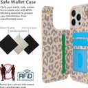 iCoverCase Compatible with iPhone 14 Pro Max Phone Case with Card Holder, Wallet Case for Women Men RFID Blocking PU Leather Protective Case 6.7 Inch (Beige Leopard)