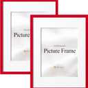 eletecpro 16x20 Picture Frame, Colored Picture Frames for Modern Home Decor, Made of Engineered Wood and Clear Acrylic Large Frame for 16x20 Photos Display on Wall, Red, 2 Pack