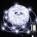 (New) Rope Lights Outdoor, 33FT 100LED 8 Light Modes Outdoor Tube Lights, IP65 Waterproof Copper Fairy String Lights for Garden Yard Porch Home Wedding Party New Year Holiday Decoration - White