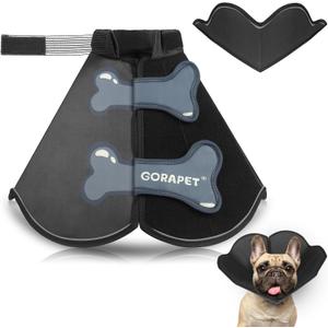Dog Cone Collar Alternative, Partially Detachable Hard & Heavy Cone for Medium Dogs (French Bulldog Dachshund), Elizabethan Adjustable Protective Dog Neck Head Recovery Cone After Surgery Anti Licking (M(Neck Girth:11.8"-14.5"), Black)