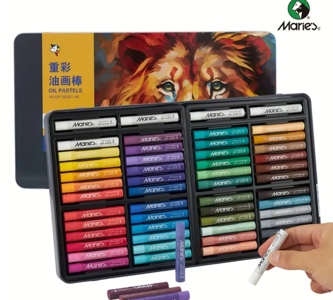 36 Colors Oil Pastels with 3 Bonus White Pencils in Tin Box