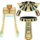 5 Pcs Egyptian Costume Accessories Cleopatra Costume Snake Beaded Egyptian Princess Headband Belt Collar Wristbands Collar for Women Girls Halloween Jewelry, Multicolored