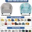 Club Chair Slipcover Printed 2 Piece Round Barrel Chair Cover Tub Armchair Covers with Elastic Bottom Chair Coverings Furniture Protector for Bar Counter (Flower Shadow+lake Blue)