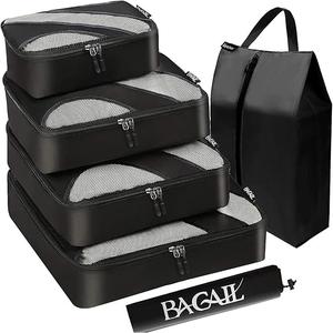 BAGAIL 6 Set Packing Cubes Luggage Packing Organizers for Travel Accessories (Jet Black)