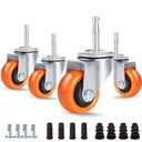 Enyke 2 Inch Long Stem Casters 600 LBS with 5/16" x 1-1/2" (8 x 38mm) Stem, Shop Vac Repalcement Casters Set of 4, 360 Degree Swivel Castor Wheels with Double Ball Bearing, Orange