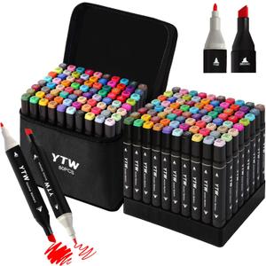 YTW Alcohol Markers, 80 Colors Dual Tip Art markers, Drawing Markers, Coloring Marker for Adults Coloring Drawing, Chisel & Fine