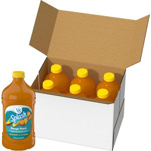 V8 Splash Mango Peach Flavored Beverage, 64 fl oz Bottle (6 Pack) (EXP 10/28/26)