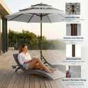 10ft Patio Umbrella, 3 Tier Outdoor Market Table Umbrellas with 8 Fiberglass Ribs and Push Button Tilt, Windproof, Vented Canopy, UV Protection for Deck, Pool, Backyard