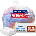 Reli. 40 to 45 Gallon Trash Bags Heavy Duty | 50 Trash Bags | Super Sizeable, Clear, Garbage for Serious Cleanup