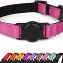 ARLESIM Reflective Dog Collar with Airtag Protective Cover.Padded with Soft Neoprene Breathable Quick Release for Medium Dogs Hot Pink