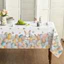 Horaldaily Easter Tablecloth 60120 Inch Rectangular, Easter Eggs Bunny Rabbits Anemone Flowers Washable Seasonal Table Cover for Party Picnic Dinner Decor (White)
