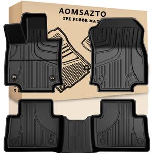 RAV4 Floor Mats AOMSAZTO Floor Liners Fit for Toyota RAV4 2019-2025 (Not Fit Hybrid): All Weather Automotive Floor Mats - 1st & 2nd Row Full Set Rubber Floor Liners - Anti Skid Car Mats