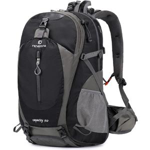FENGDONG 50L Waterproof Lightweight Expandable Hiking,Camping,Travel Backpack with Shoes Compartment for Men Women Black